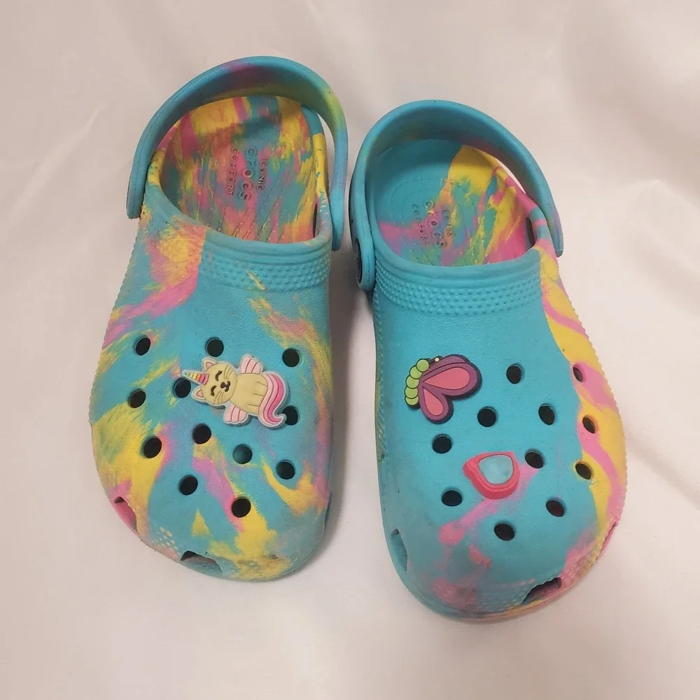 Crocs Classic Marbled Clog Kids Tie-Dye Multi Slip-On Shoes Size C 12